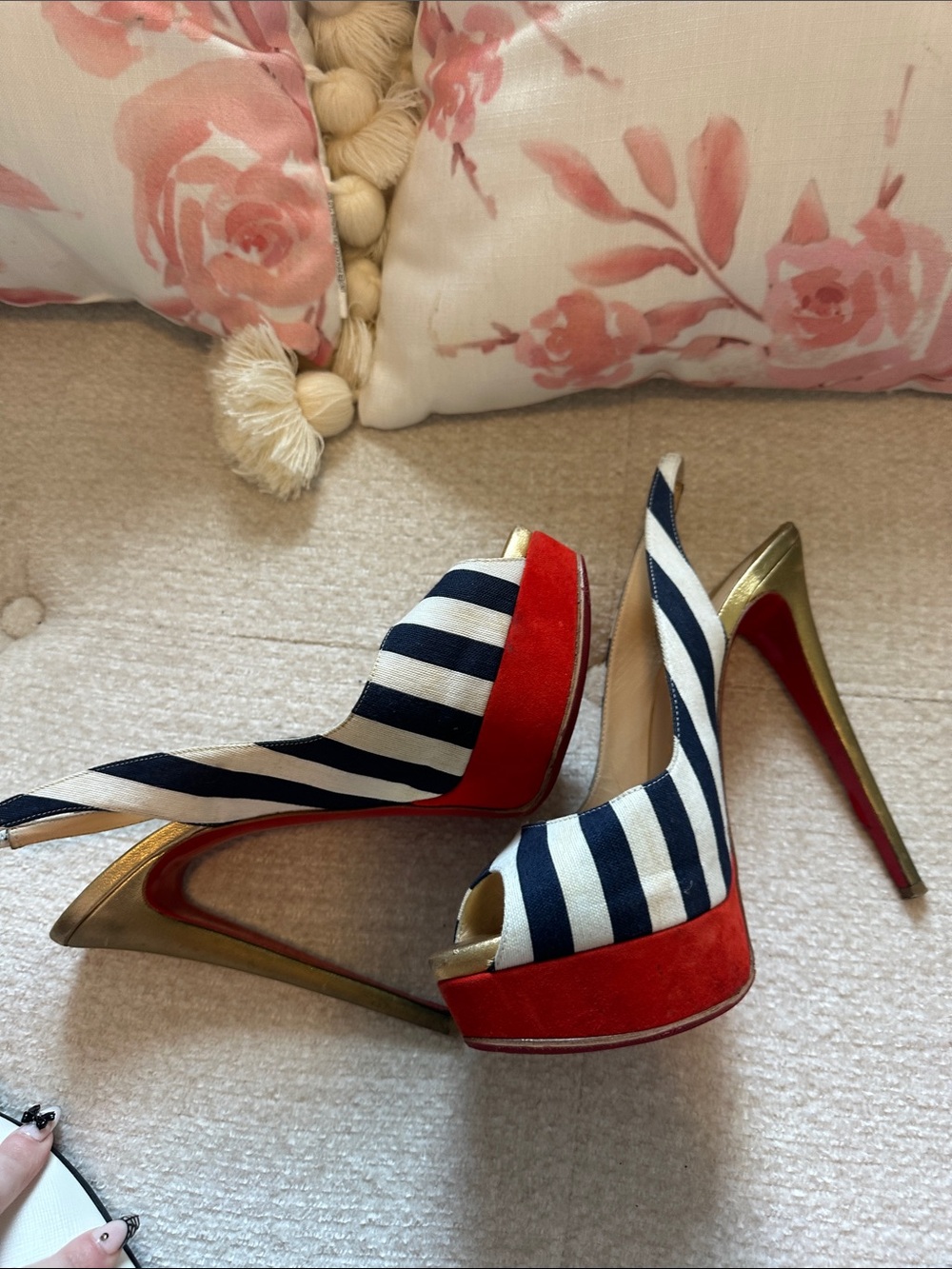 Christian Louboutin peep Toile Rayee - Picture 9 of 11
